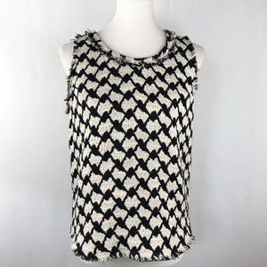 Scotch & Soda Houndstooth Fringe Knit Top